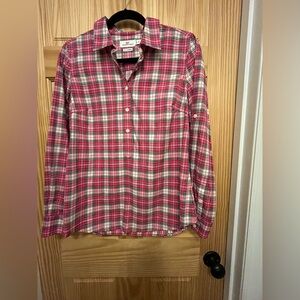 Vineyard Vines Women's Popover Shirt, Size 8, Cotton w/Cashmere, Plaid w/Pink
